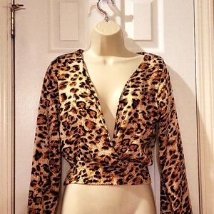 Chocolate USA chetta Long Sleeves Smocked Wrap V-neckline Blouse S Womens